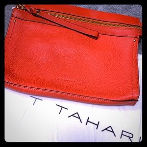 T Tahari Orange Clutch